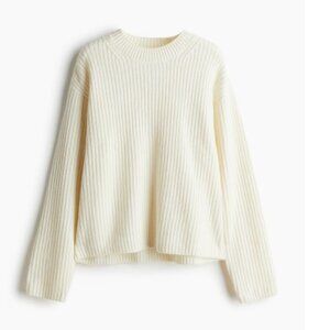 H&M Beige Rib Knit Long Sleeve Cream Sweater XL
